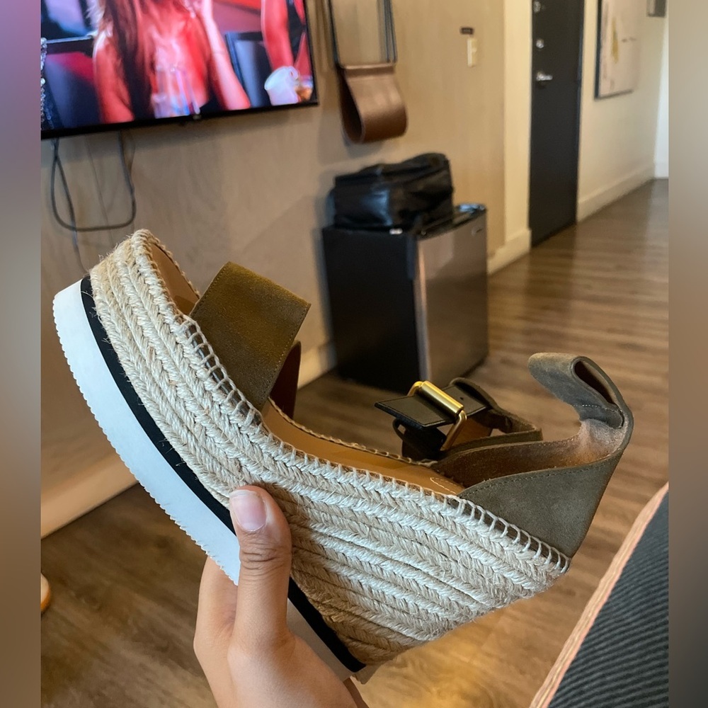 See‎ by Chloé Glyn Leather Wedge Sandals *flawed - Picture 2 of 8